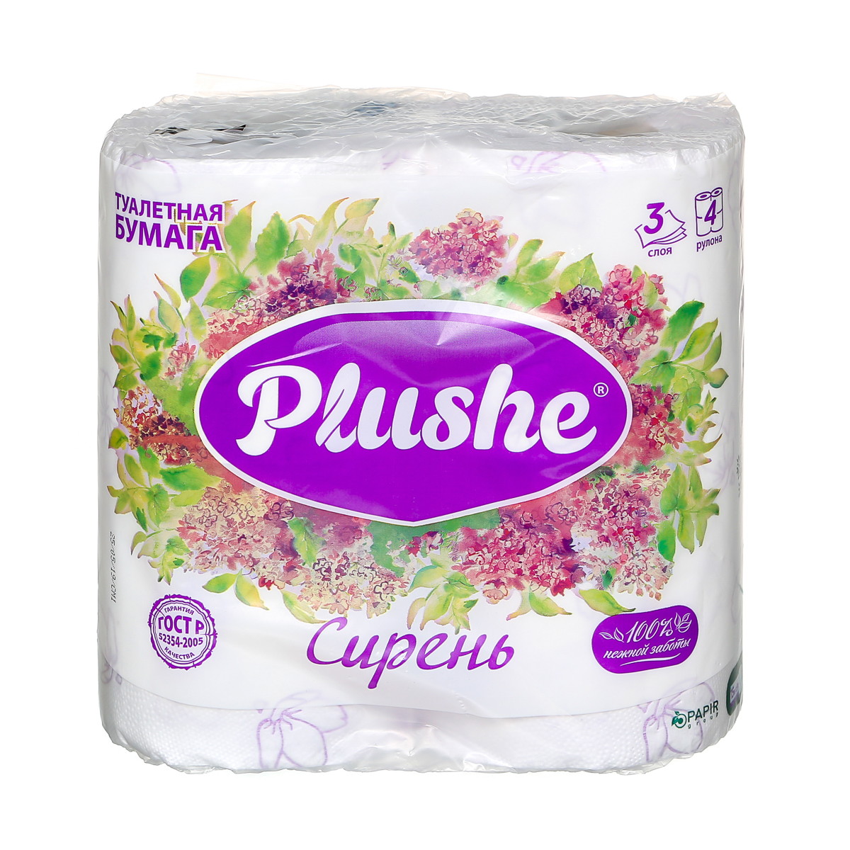 Купить Туалетная бумага Plushe Deluxe 4 рулона 3 слоя 15м Сирень