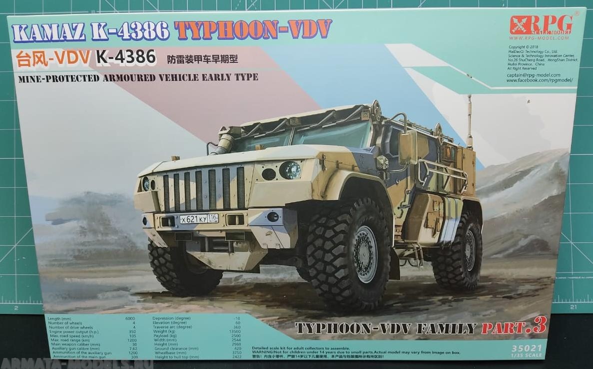 

35021RPG Российский бронеавтомобиль Тайфун-ВДВ одна модель без боевого модуля в наборе