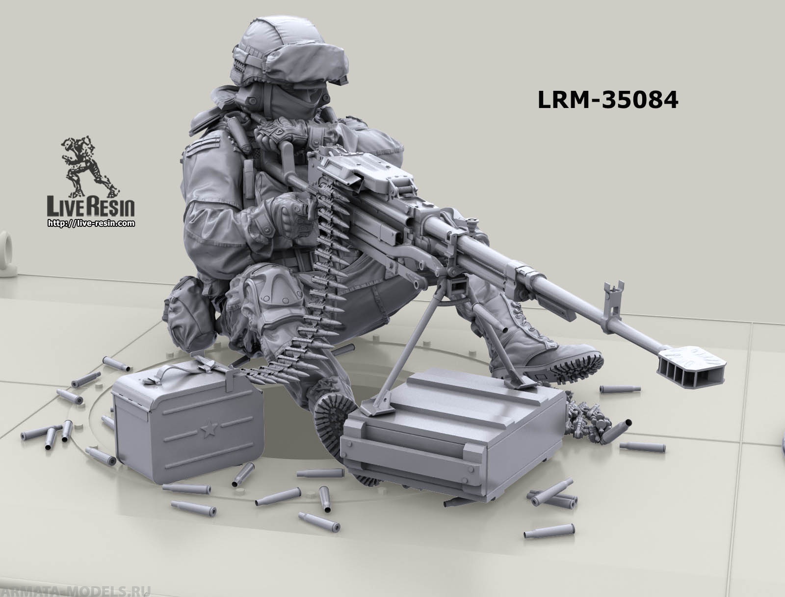 LRM35084 Современный солдат Российской Армии - пулеметчик с 12,7 мм пулеметом
