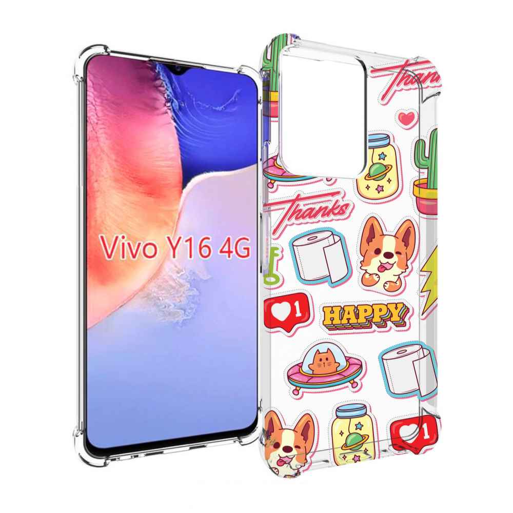 

Чехол MyPads милые-стикеры-корги для Vivo Y16 4G/ Vivo Y02S, Прозрачный, Tocco