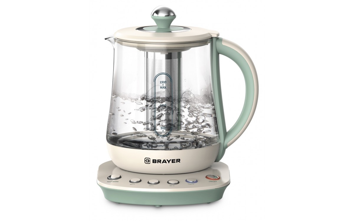 Чайник электрический Brayer BR1015 1.5 л зеленый, бежевый термометр электронный and dt 624 лягушка зеленый белый