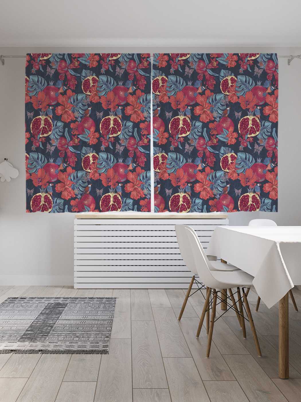 фото Классические шторы joyarty "мирные гранаты", серия oxford delux, 2 полотна 145x180 см