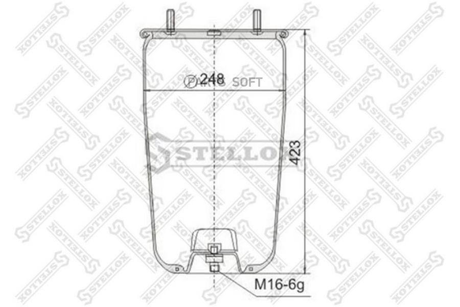 

STELLOX 90-49610-SX_пневмоподушка без стак.2шп.M12 1отв-шт.M22 \BPW