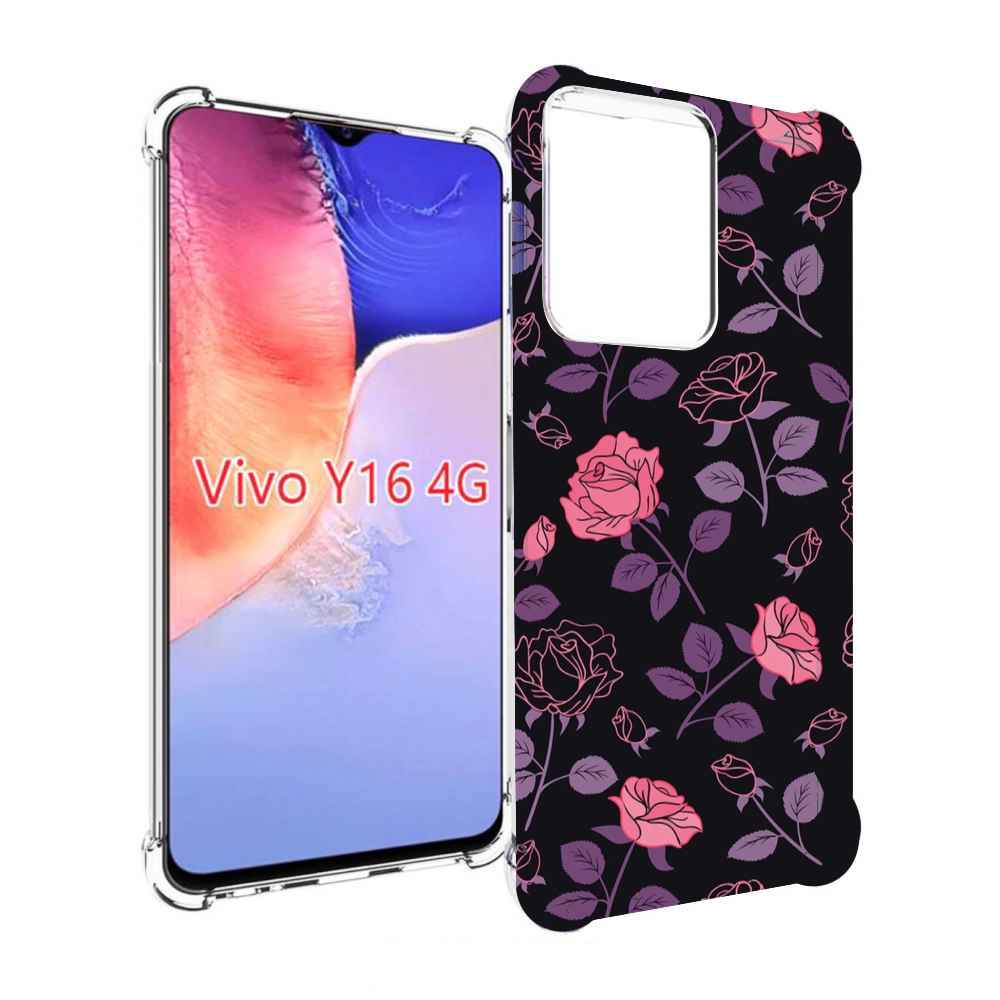 

Чехол MyPads маленькие розочки на черном фоне женский для Vivo Y16 4G/ Vivo Y02S, Прозрачный, Tocco