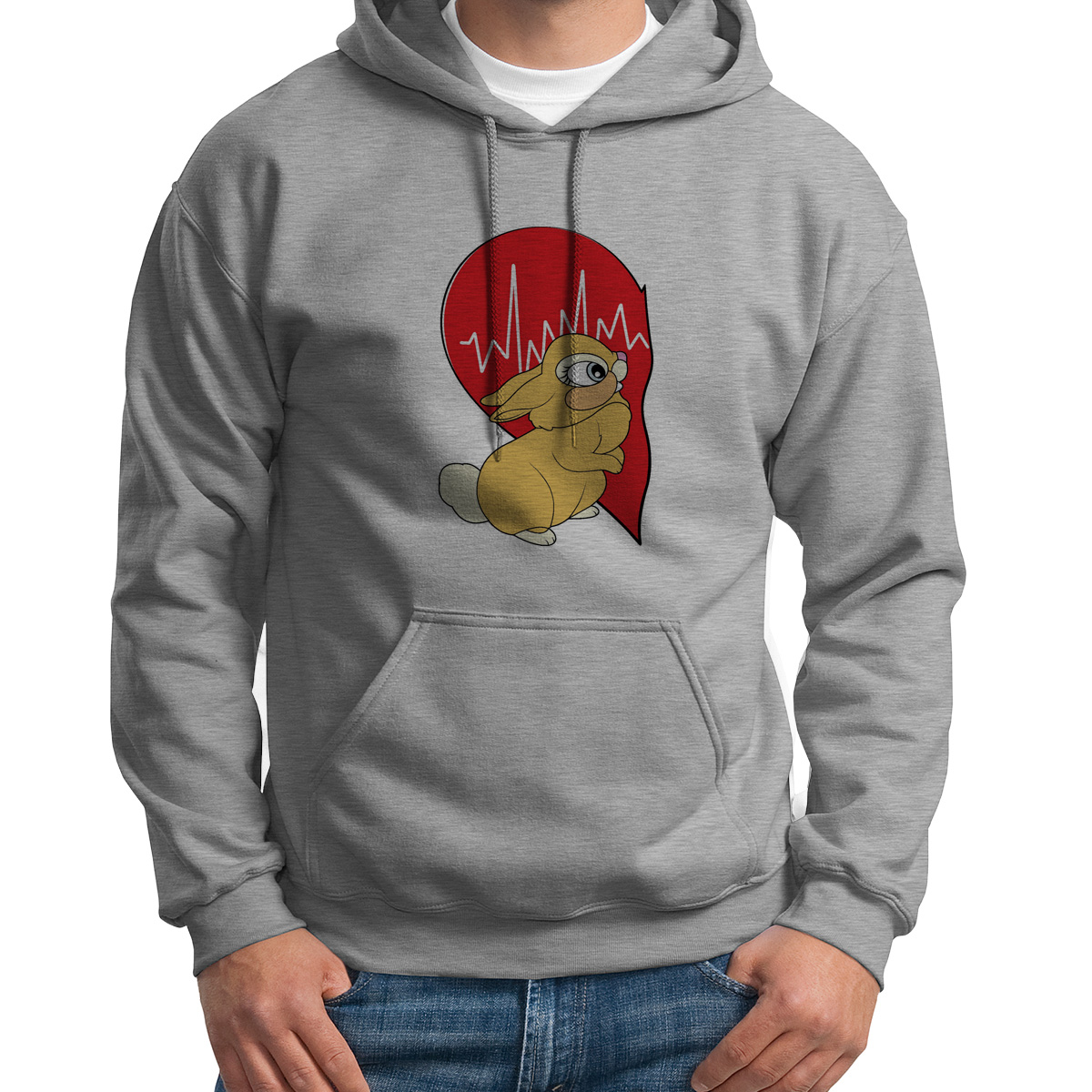 

Худи унисекс CoolPodarok Сердце зайка Ж есть пара серое 44 RU, Серый, S0113863