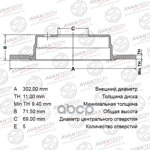 

Диск Тормозной AVANTECH арт. BR1109S