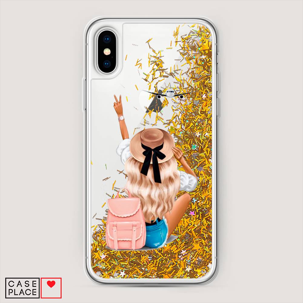 

Жидкий чехол с блестками "Автостопом самолетом" на Apple iPhone XS Max (10S Max), 11990-1