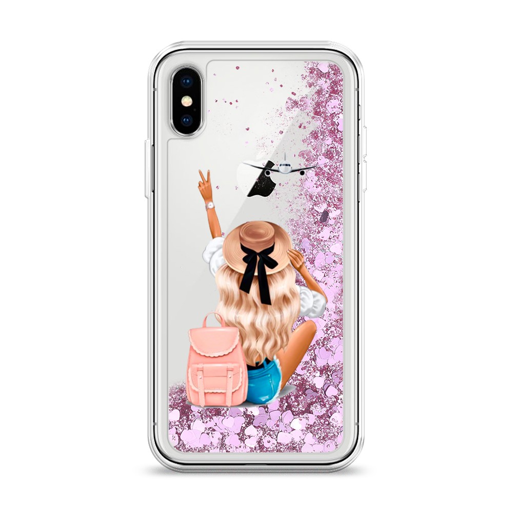 

Жидкий чехол с блестками "Автостопом самолетом" на Apple iPhone XS (10S), 11894-1