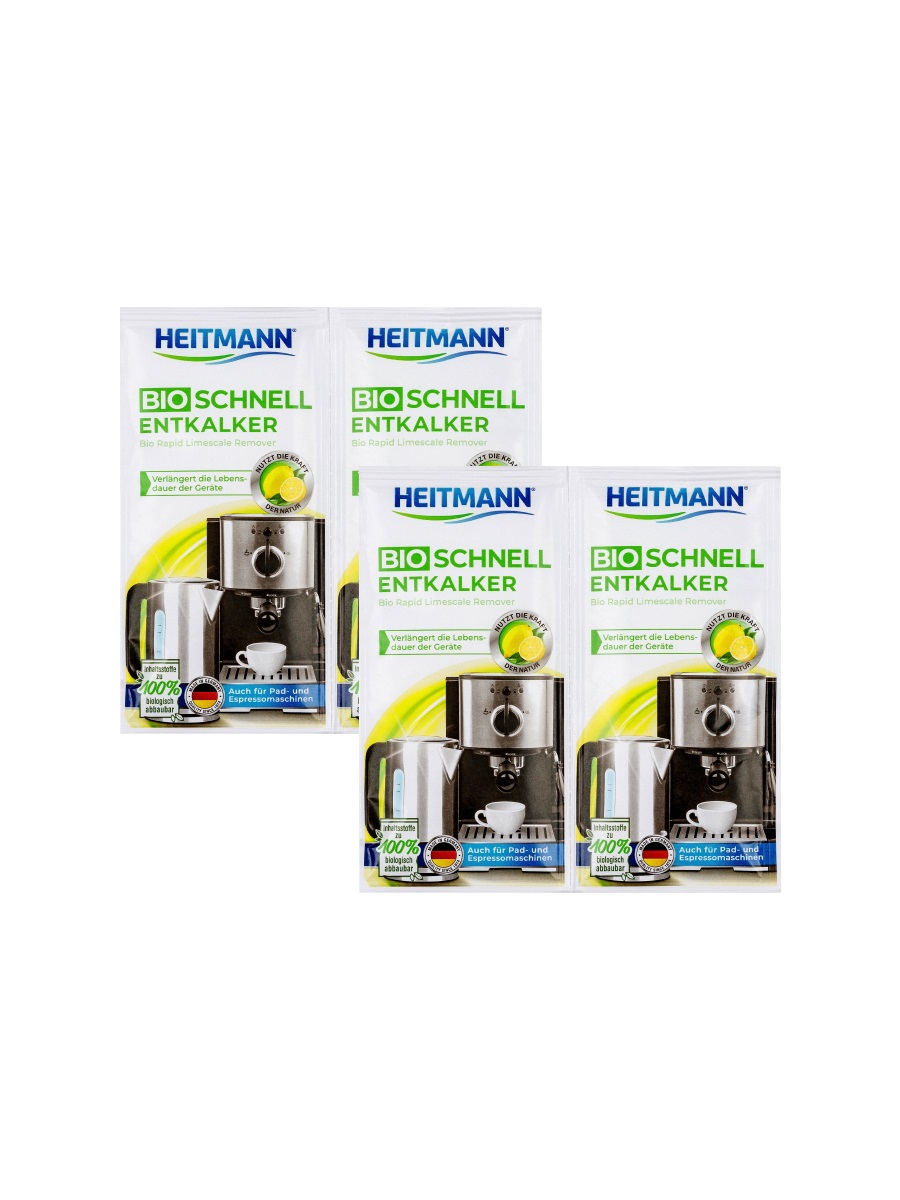 Очиститель накипи Heitmann Экспресс Био  2х25 г набор из 2 шт средство для удаления накипи в кофеварках и чайниках verygoods концентрат