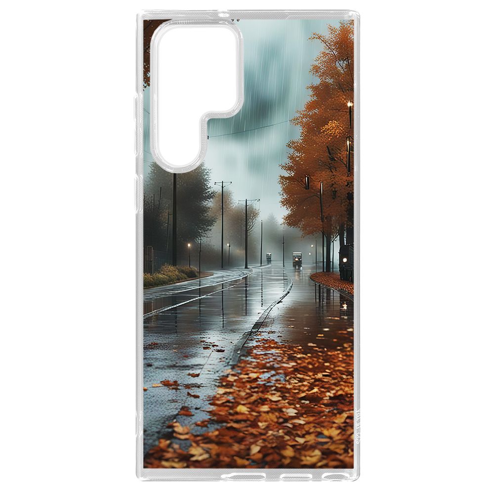 

Чехол-накладка Krutoff Clear Case Осенний дождь для Samsung Galaxy S22 Ultra (S908), Прозрачный