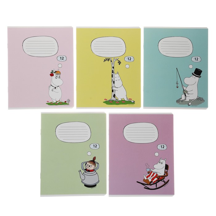 

Тетрадь 12 листов в клетку Moomin, обложка мелованный картон, ВД лак, блок офсет, МИКС (20