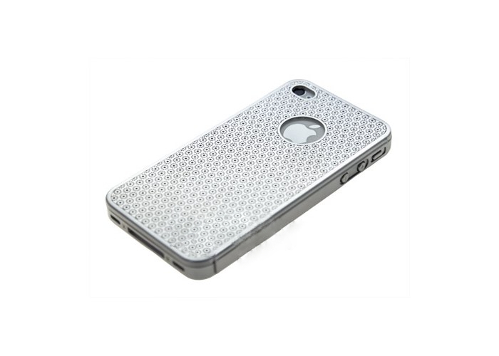 

Накладка металлическая Цветы для iPhone 4/4S, серебро, Серебристый