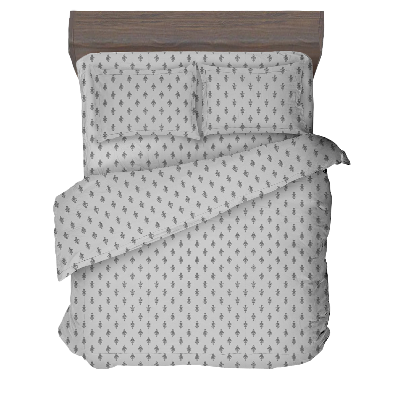фото Комплект постельного белья ventura life ранфорс 1,5 спальный (70х70), серый дамаск