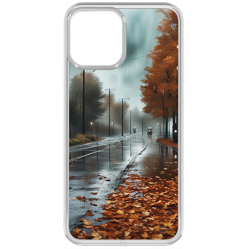 

Чехол-накладка Krutoff Clear Case Осенний дождь для iPhone 13 Pro, Прозрачный