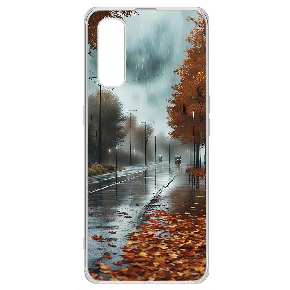

Чехол-накладка Krutoff Clear Case Осенний дождь для Oppo Find X2, Прозрачный