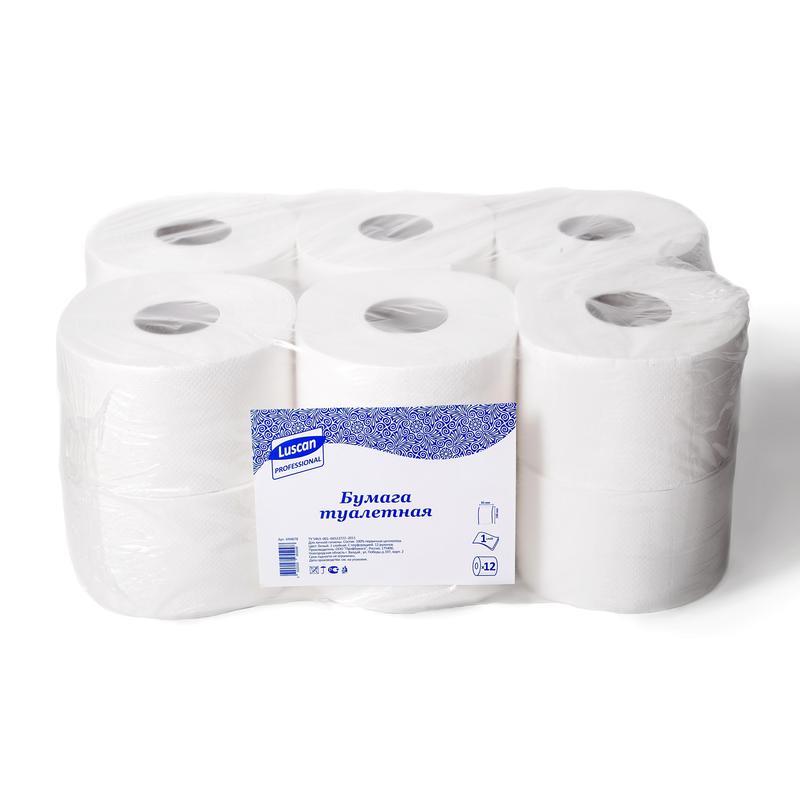 Туалетная бумага Luscan Professional 1-слойная 12 шт бумага туалетная в рулонах luscan professional 2 слойная 6 рулонов по 215 м