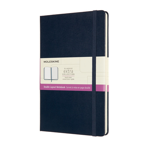 

Блокнот Moleskine Classic Double 240стр линейка/без разлиновки твердая обл синий