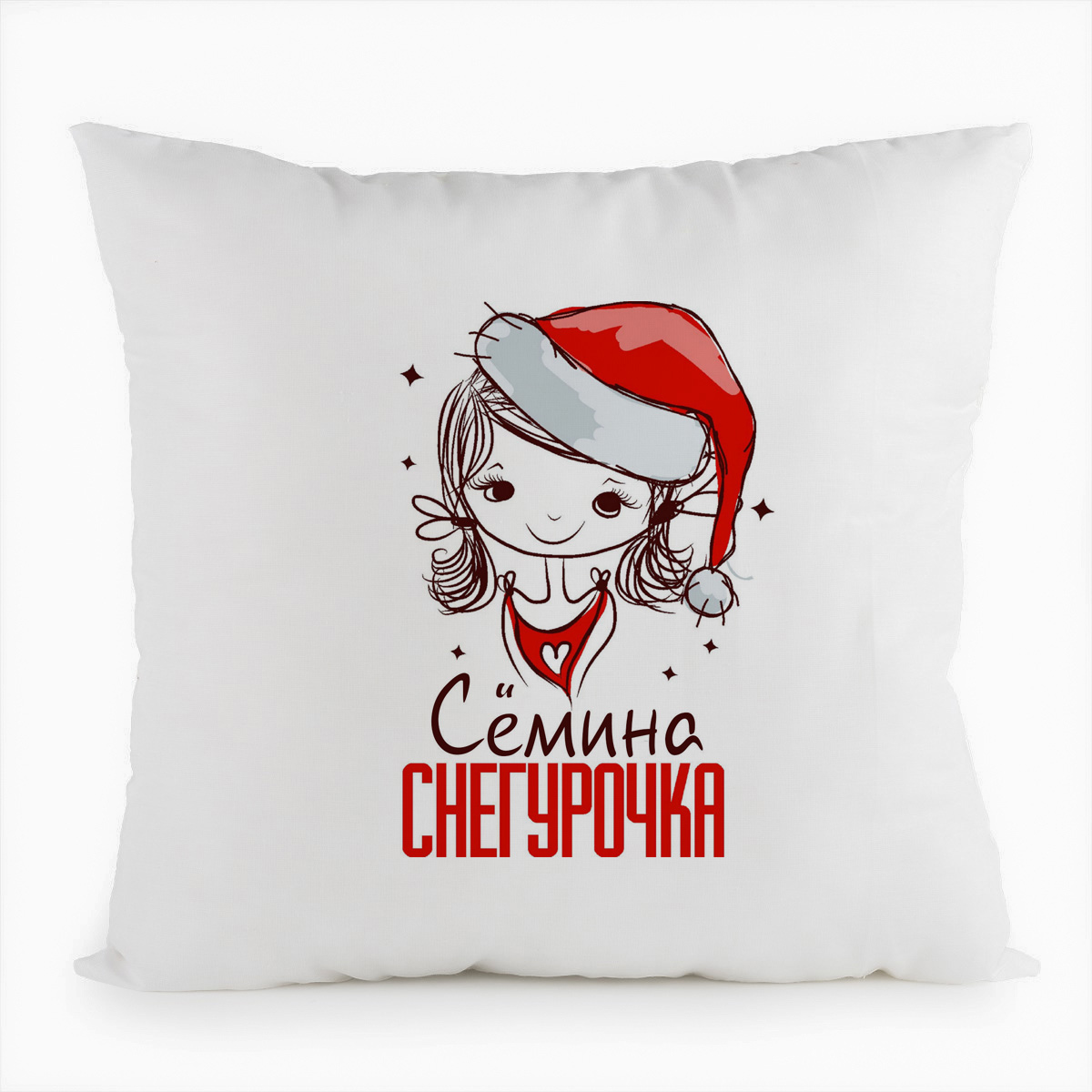 

Подушка белая CoolPodarok Сёмина Снегурочка Девочка в колпаке, Белый
