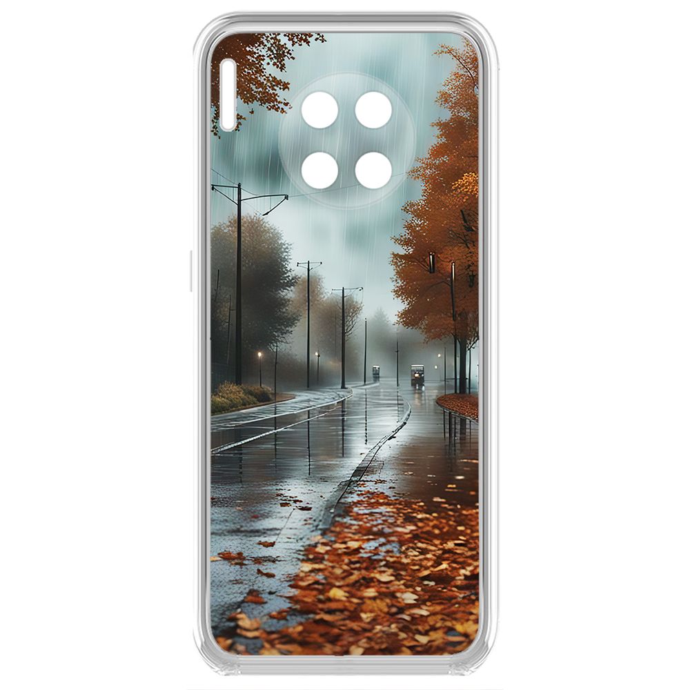 

Чехол-накладка Krutoff Clear Case Осенний дождь для Huawei Mate 30, Прозрачный