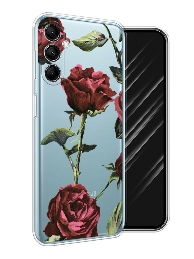 

Чехол Awog на Samsung Galaxy M14 5G "Бордовые розы фон", Бордовый, 2108150-1
