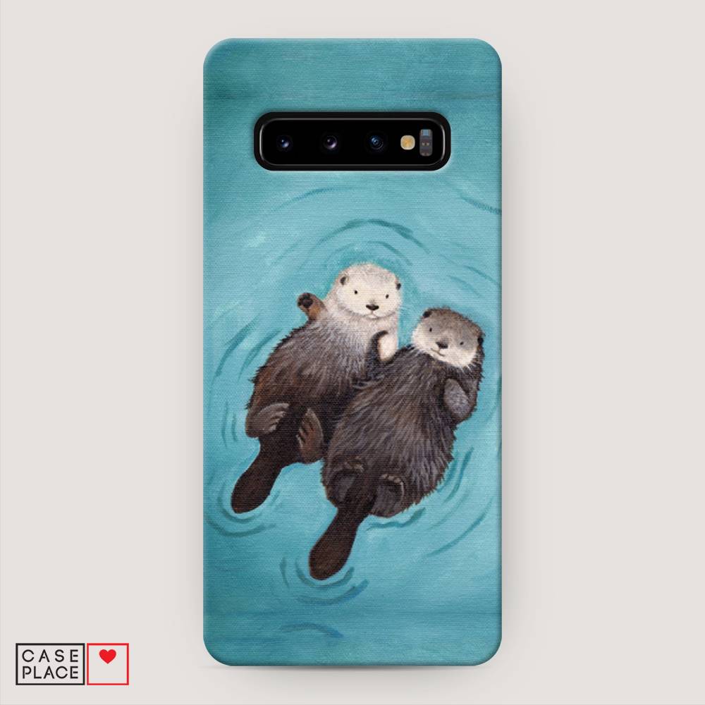 фото Пластиковый чехол "парочка бобров" на samsung galaxy s10 + awog