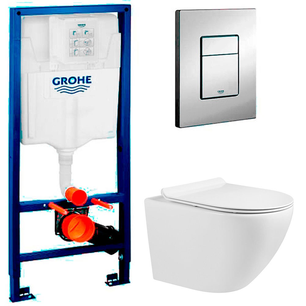 Инсталляция Grohe Rapid SL 38772001 + унитаз Meer MR-2100 безободковый с сиденьем унитаз компакт grohe