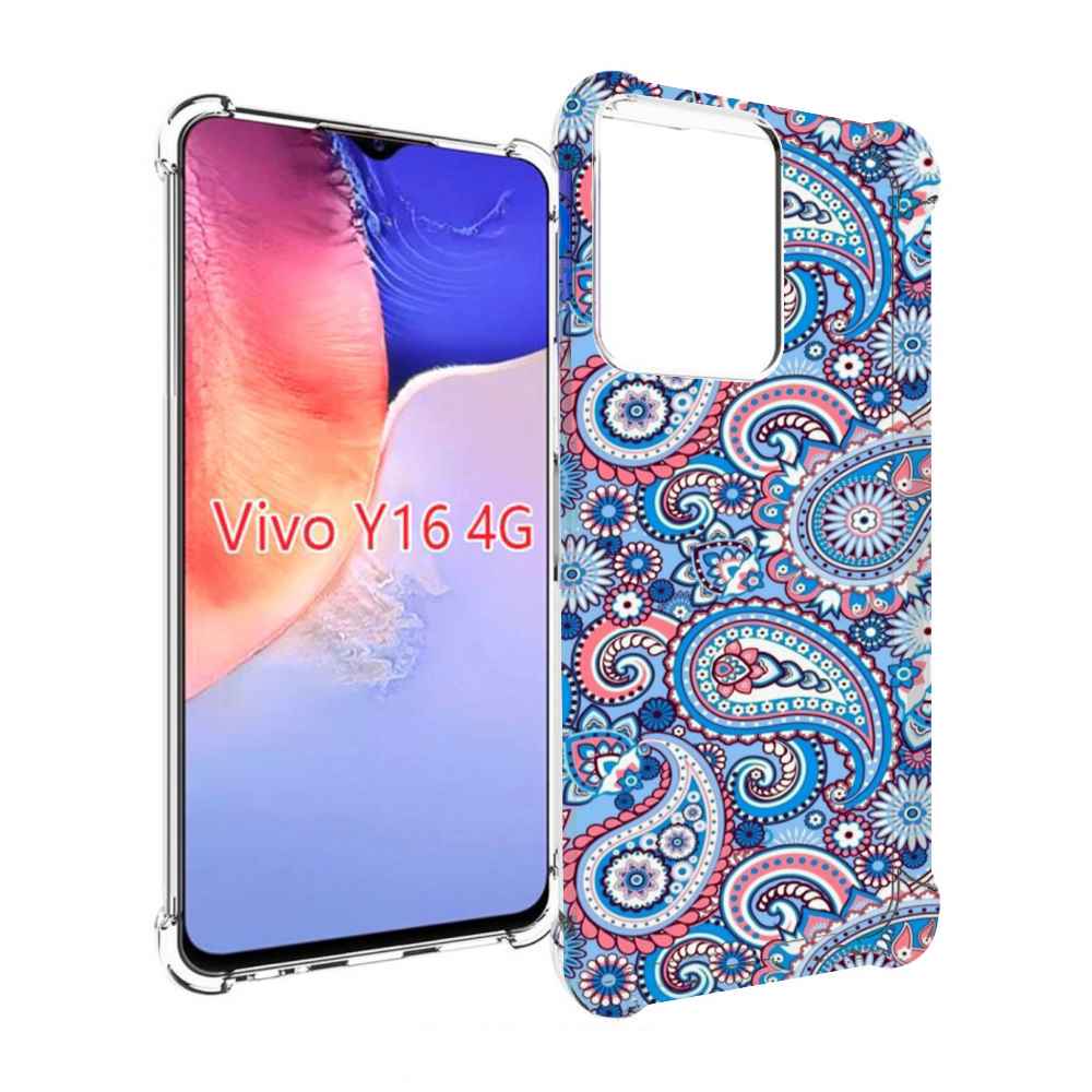 

Чехол MyPads красивый голубой арнамент для Vivo Y16 4G/ Vivo Y02S, Прозрачный, Tocco