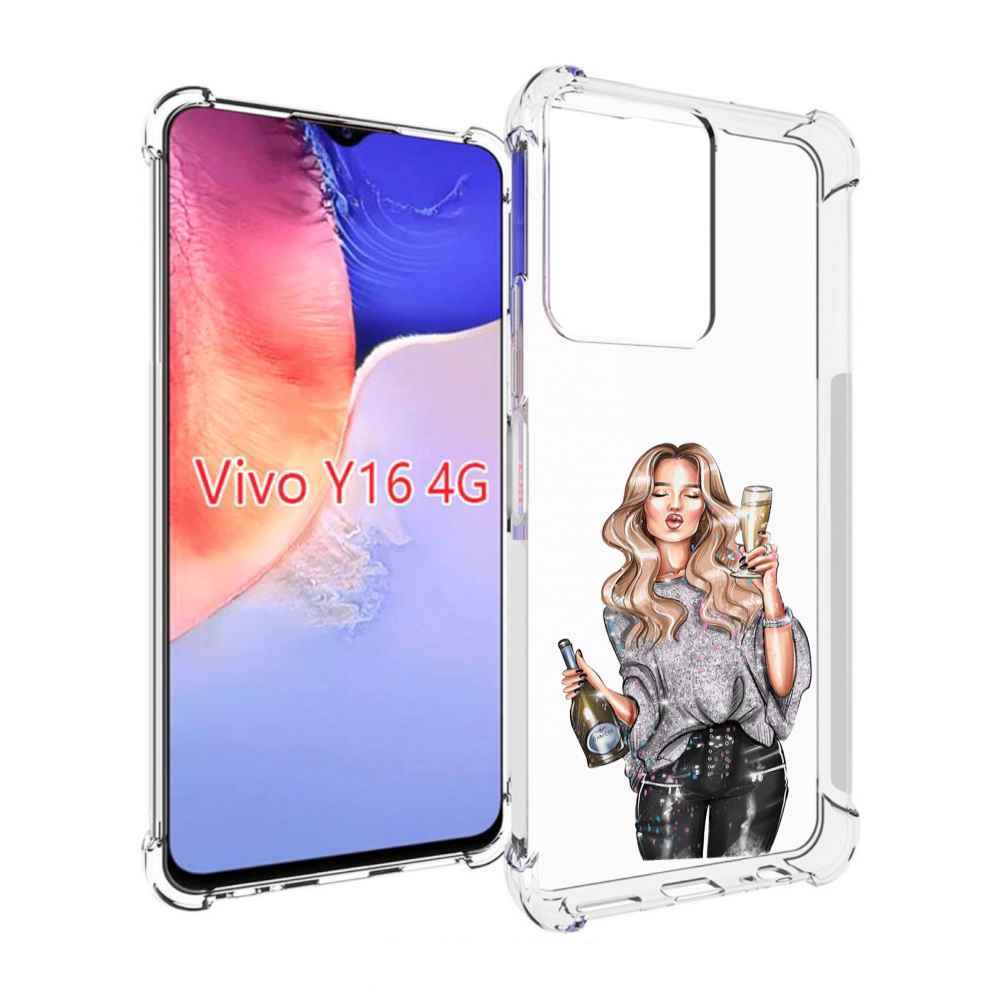 

Чехол MyPads красивая-любительница-шампанского женский для Vivo Y16 4G/ Vivo Y02S, Прозрачный, Tocco