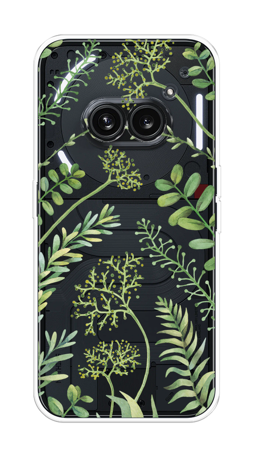 

Чехол на Nothing Phone 2a "Green Leaves", Зеленый;прозрачный, 3300350-1
