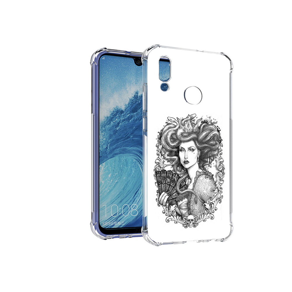 

Чехол MyPads Tocco для Huawei P Smart (2019) медуза черно белый, Прозрачный, Tocco