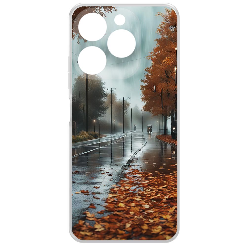 

Чехол-накладка Krutoff Clear Case Осенний дождь для Itel A70, Прозрачный