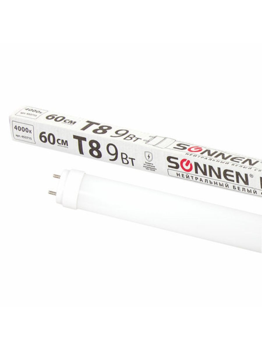 Лампа-трубка Sonnen T8-9W-4000-G13 9 Вт, 30000 ч, нейтральный белый LED, 2шт