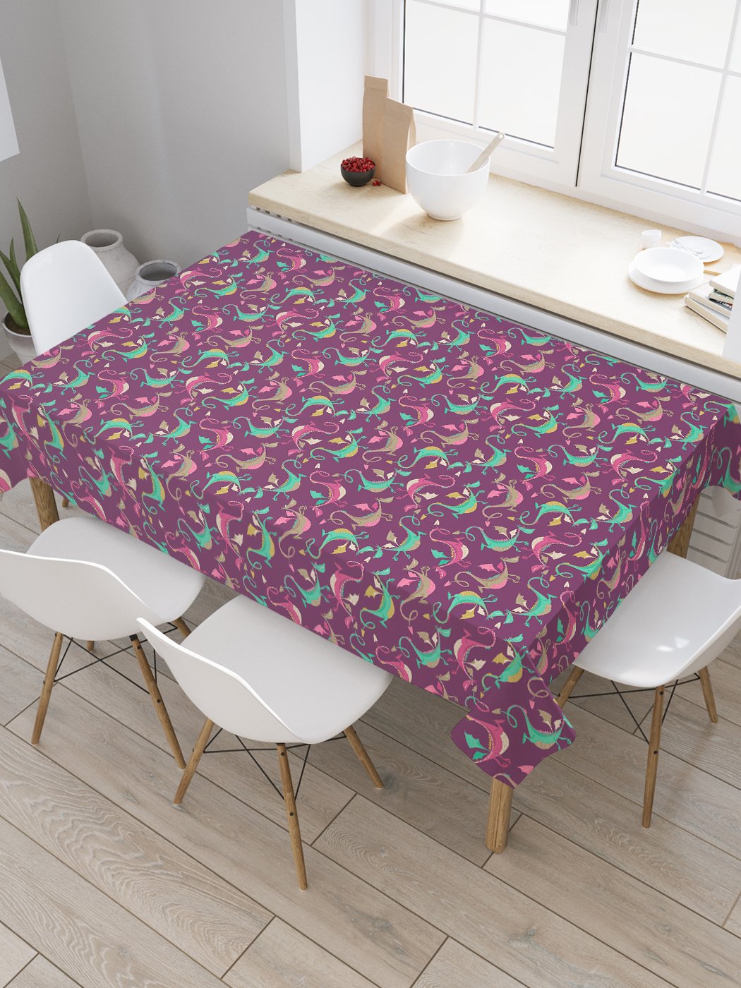 

Скатерть прямоугольная JoyArty "Добрый крылатый дракон" из сатена, 120x145 см, Добрый крылатый дракон