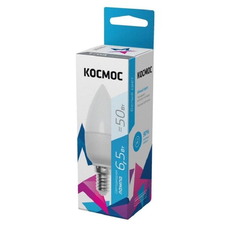 

Лампа светодиодная КОСМОС LkecLED6.5wCNE1445 CN 6.5W 220V E14 4500K, 3шт