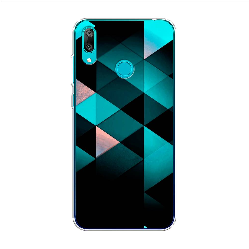 

Чехол Awog на Huawei Y7 2019 "Геометрия 16", Голубой;черный, 68450-3