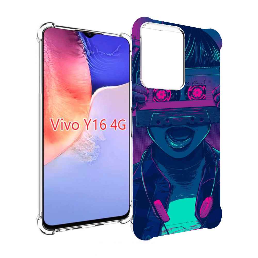 

Чехол MyPads киберпанк с кассетой для Vivo Y16 4G/ Vivo Y02S, Прозрачный, Tocco