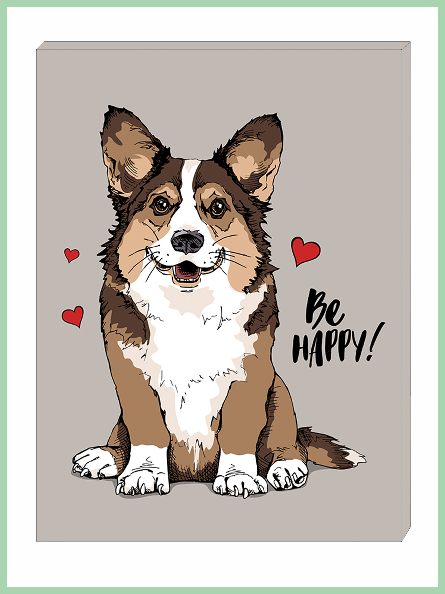 

Картина на холсте Вельш корги be happy