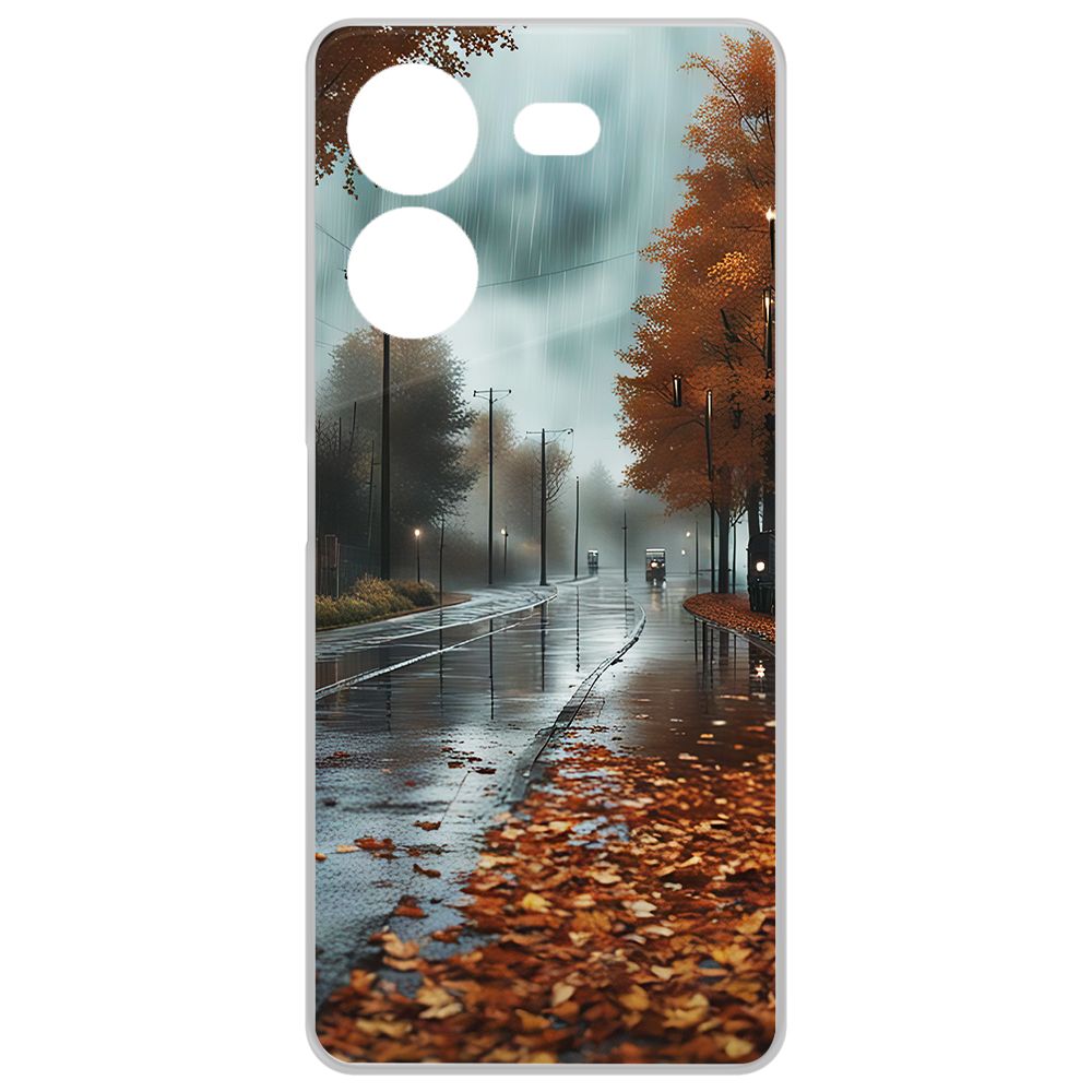 Чехол-накладка Krutoff Clear Case Осенний дождь для Tecno Pova 5
