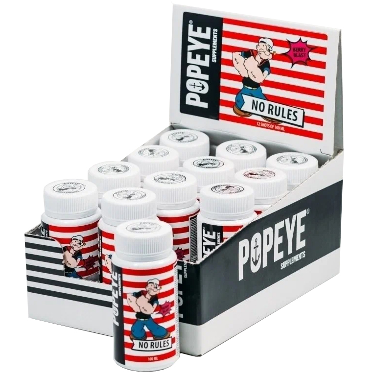 Предтренировочный комплекс, Popeye Supplements NO RULES Shot - набор 12 шт. ягодный взрыв