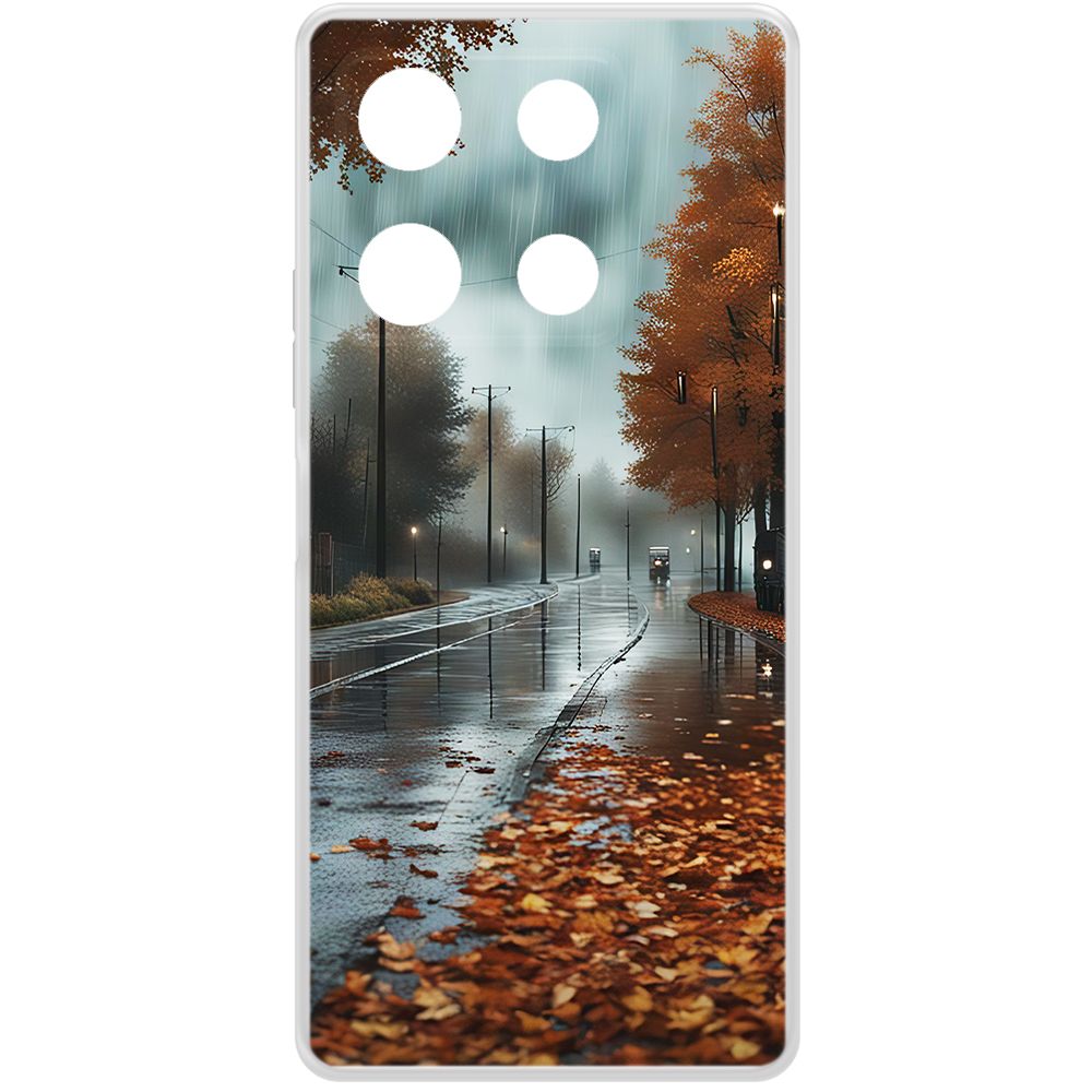 

Чехол-накладка Krutoff Clear Case Осенний дождь для Infinix Note 30 Pro, Прозрачный