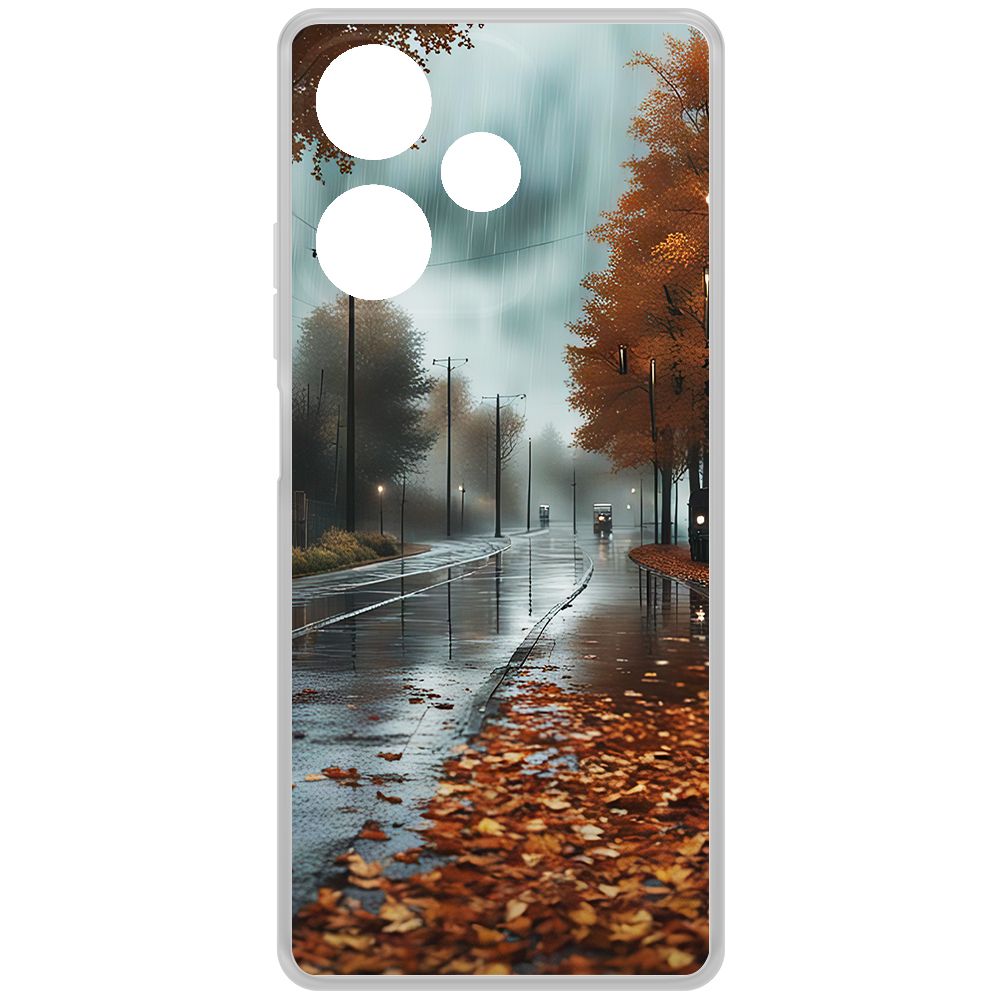 

Чехол-накладка Krutoff Clear Case Осенний дождь для Infinix Hot 30, Прозрачный