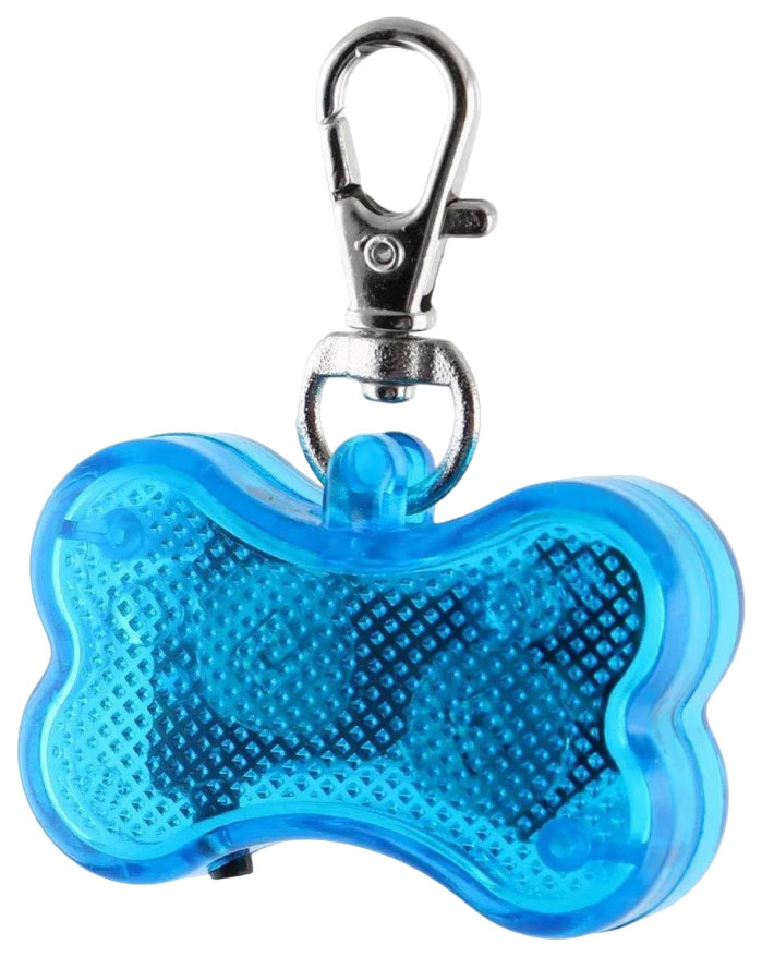 Медальон на ошейник Косточка для собак светодиодный синий
