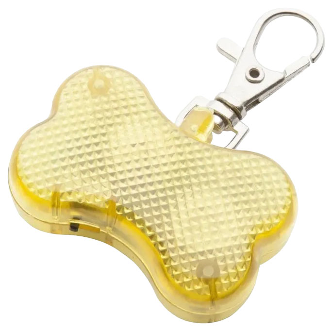 фото Медальон на ошейник косточка для собак светодиодный желтый nobrand