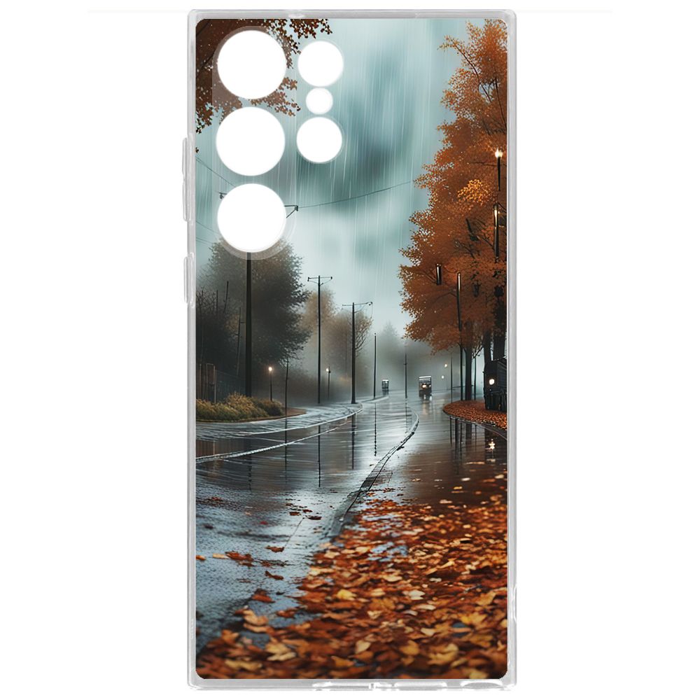 

Чехол-накладка Krutoff Clear Case Осенний дождь для Samsung Galaxy S23 Ultra, Прозрачный