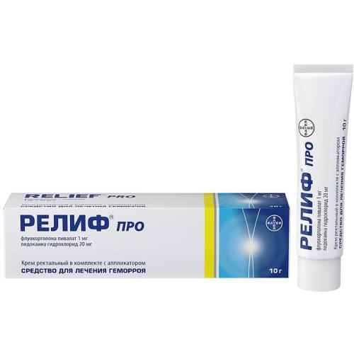 

Релиф про крем ректальный 20 мг/г + 1 мг/г 10 г с аппликатором
