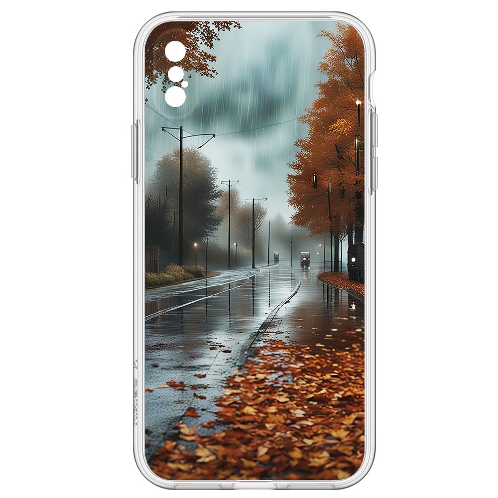 

Чехол-накладка Krutoff Clear Case Осенний дождь для iPhone X, Прозрачный