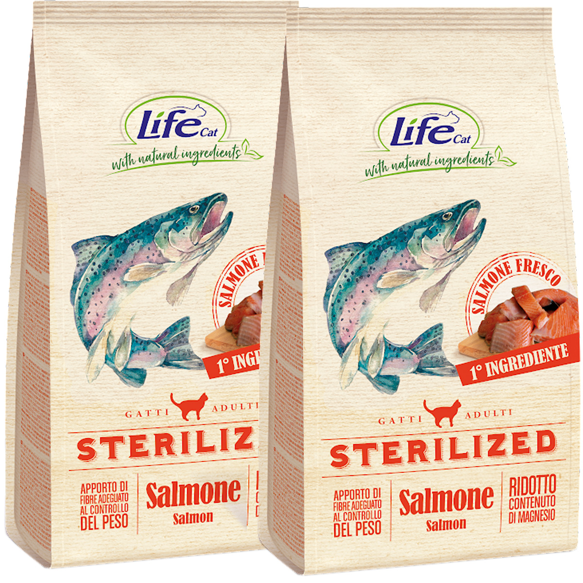 Сухой корм для кошек Lifecat Adult Sterilized Salmon, для стерилизованных, 2шт по 1,5кг
