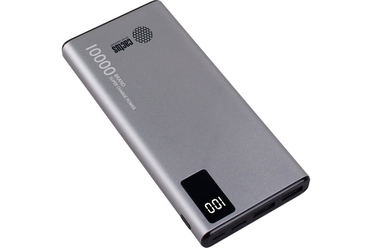 

Внешний аккумулятор Power Bank Cactus CS-PBFSLT-10000, 10000мAч, серый, Внешний аккумулятор (Power Bank) Cactus CS-PBFSLT-10000, 10000мAч, серый