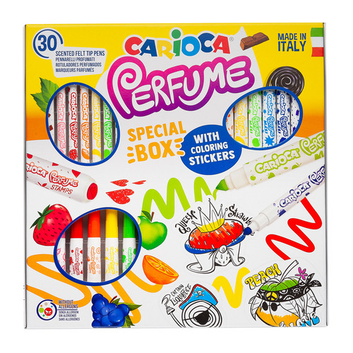 

Фломастеры Carioca Perfume Special Box, смываемые, 30 цв., коробка с европодвесом 43082, Разноцветный, Perfume Special Box