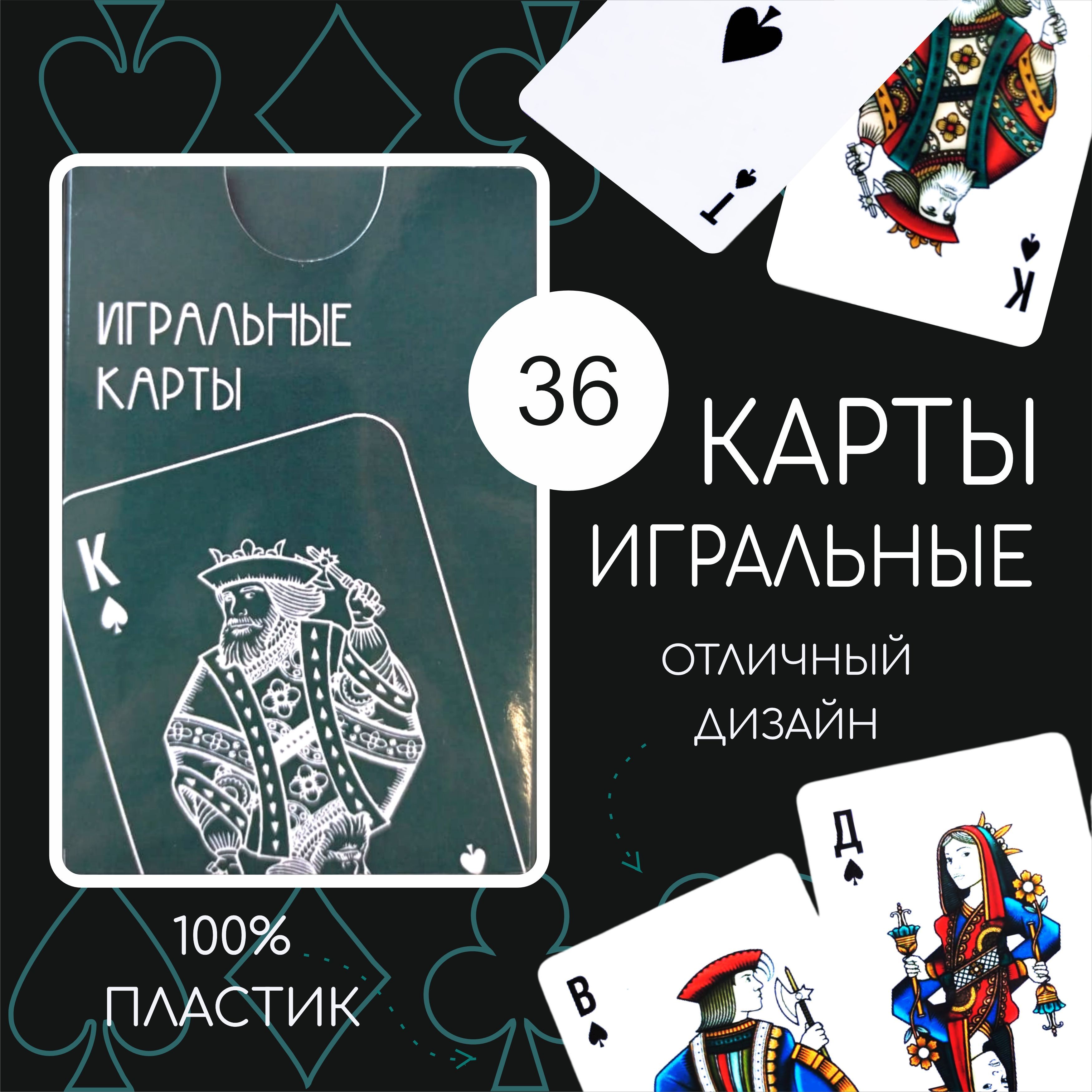 

Карты игральные GIFT57 классические, пластиковые, 36 шт, G3001